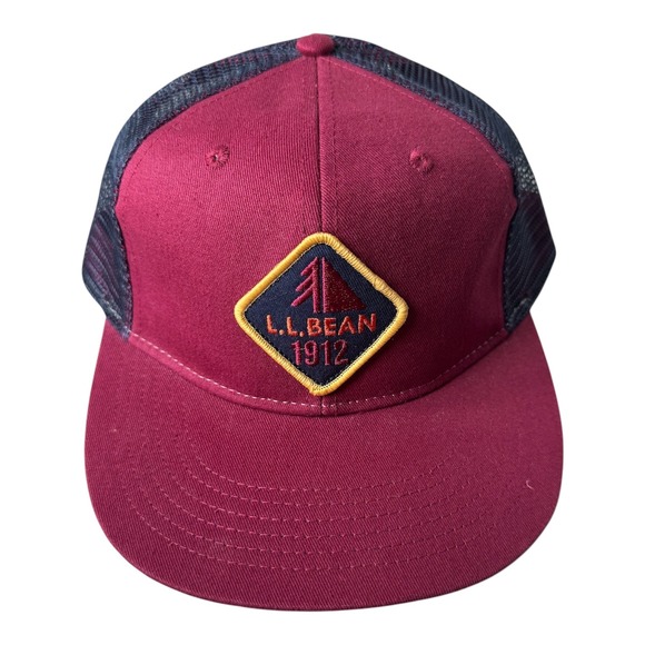 L.L. Bean Other - L.L. Bean 1912 Trucker Hat OSFA Burgundy Mesh Back Cap Outdoor Hiking Logo Patch